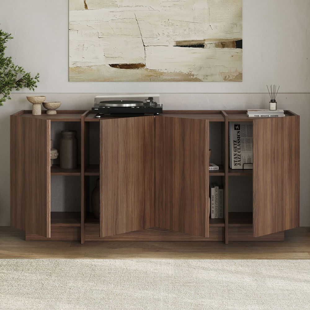 Dormin Wooden Sideboard with 4 Doors in Milano and Walnut