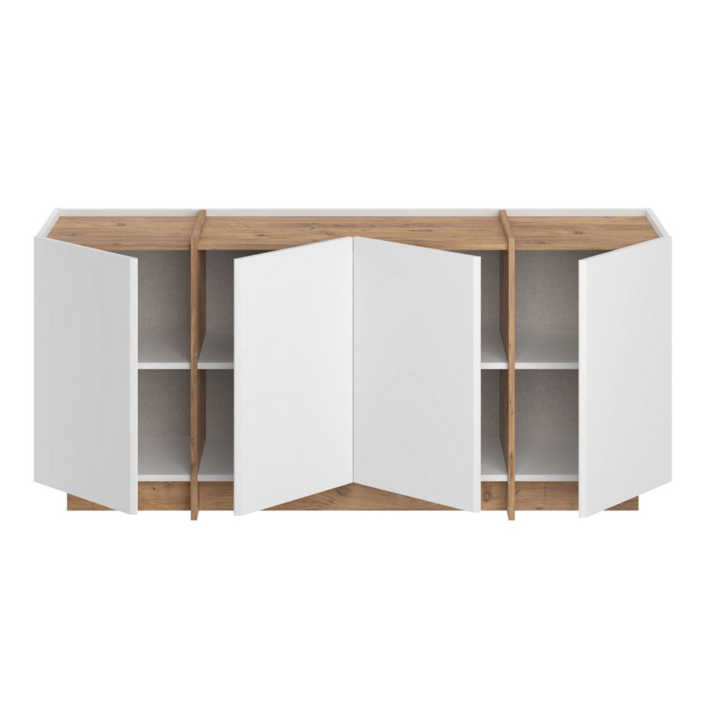 Dormin Wooden Sideboard with 4 Doors in White and Atlantic Pine