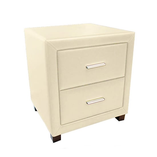 Product photograph of Dorset Faux Leather Bedside Cabinet In Cream With 2 Drawers from Furniture in Fashion