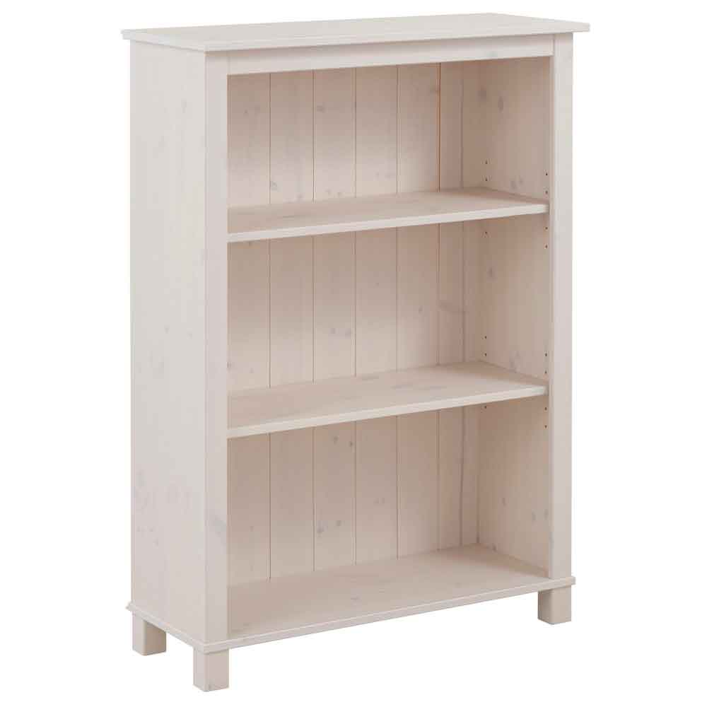Dorvian Wooden Bookcase with 3 Shelves in White