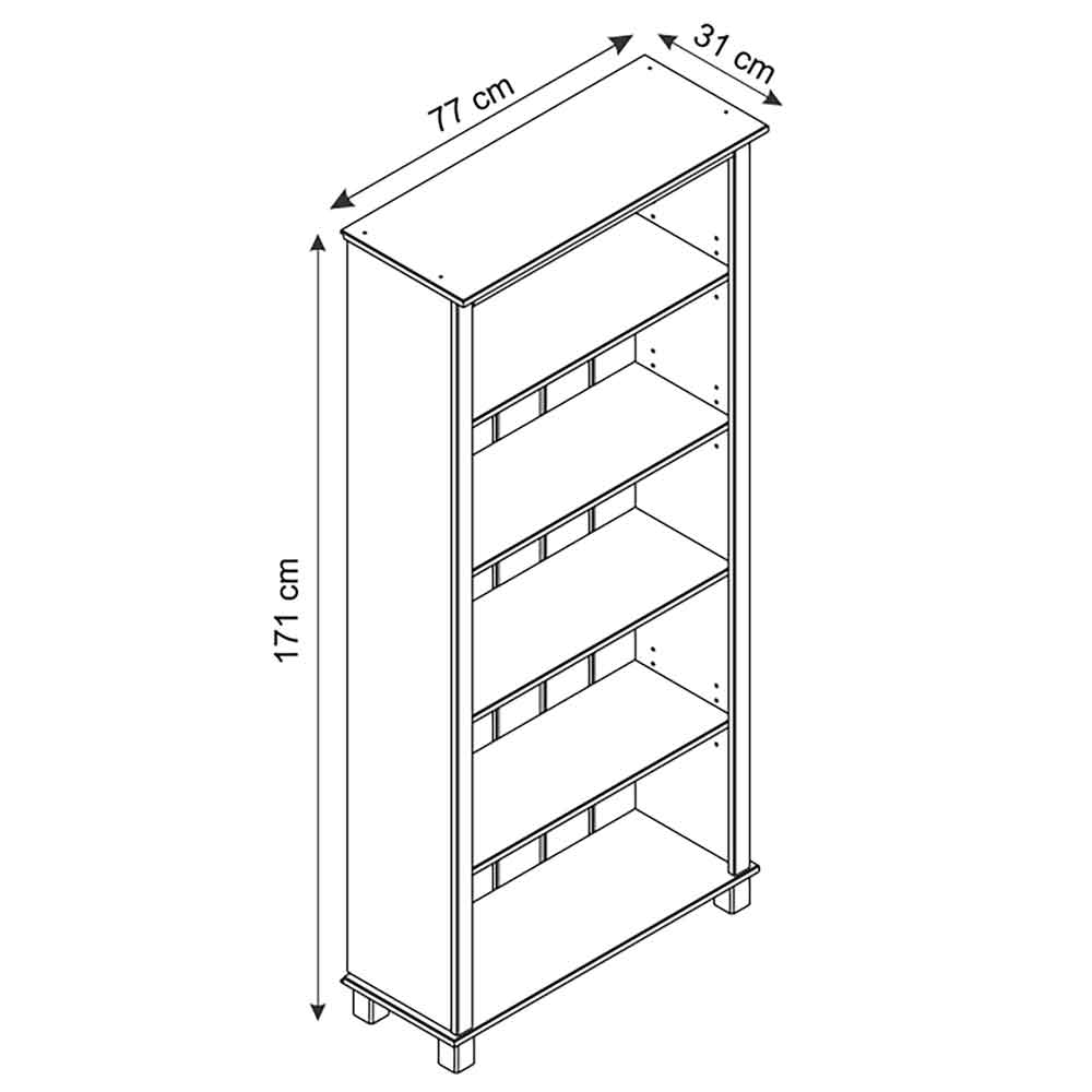 Dorvian Wooden Bookcase with 5 Shelves in Brown