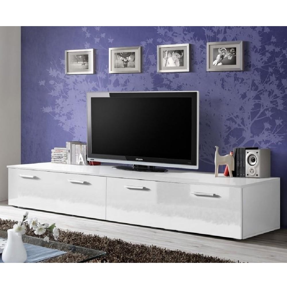 Read more about Doswell high gloss tv stand with 2 doors in white