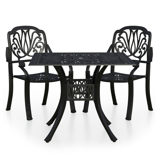Dothan Cast Aluminium 3 Piece Bistro Set In Black