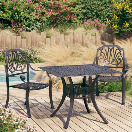 Dothan Cast Aluminium 3 Piece Bistro Set In Black