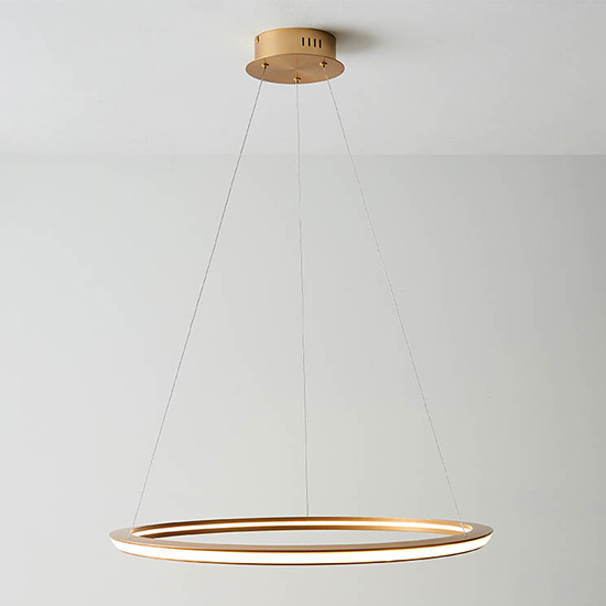 Product photograph of Dothan Led Ring Ceiling Pendant Light In Satin Gold from Furniture in Fashion