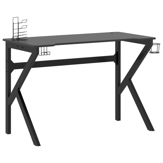 Dothan Wooden Gaming Desk In Black With K-Shape Legs