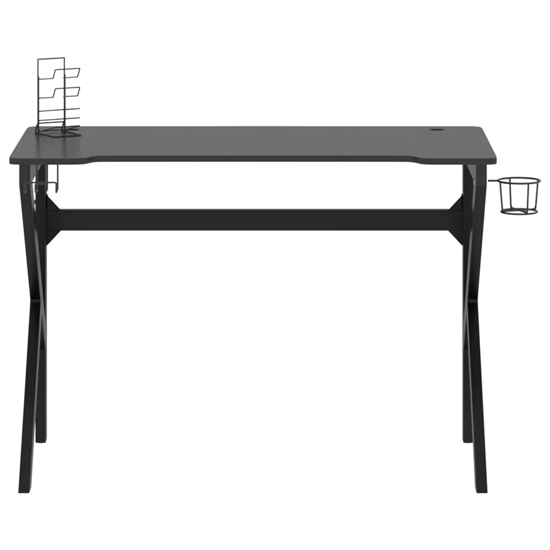 Dothan Wooden Gaming Desk In Black With K-Shape Legs