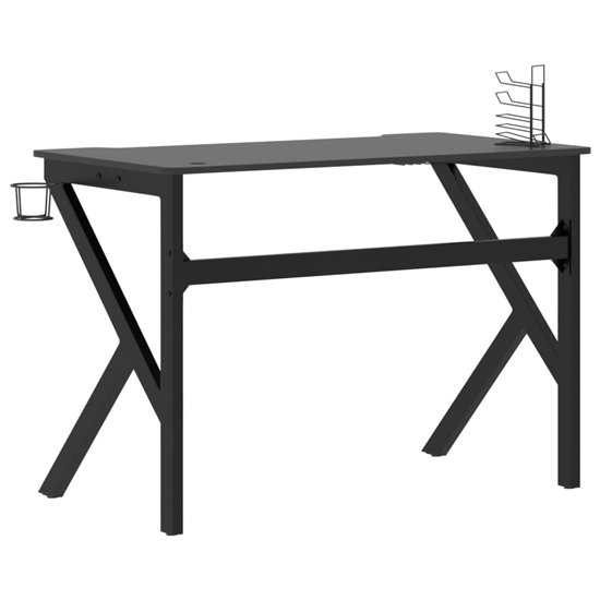 Dothan Wooden Gaming Desk In Black With K-Shape Legs