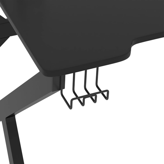 Dothan Wooden Gaming Desk In Black With K-Shape Legs