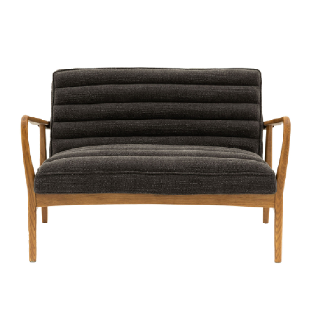 Dotson Fabric 2 Seater Sofa With Wooden Frame In Charcoal