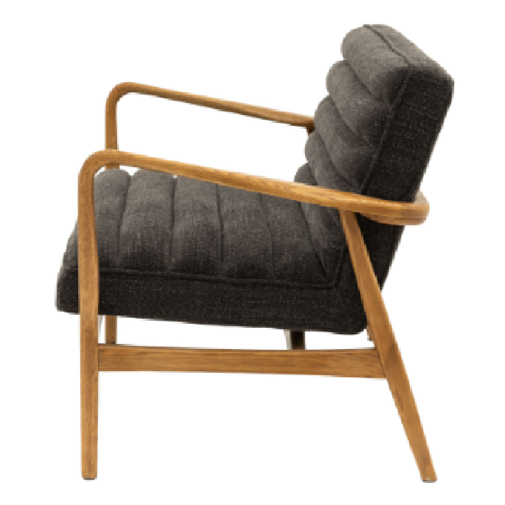 Dotson Fabric 2 Seater Sofa With Wooden Frame In Charcoal