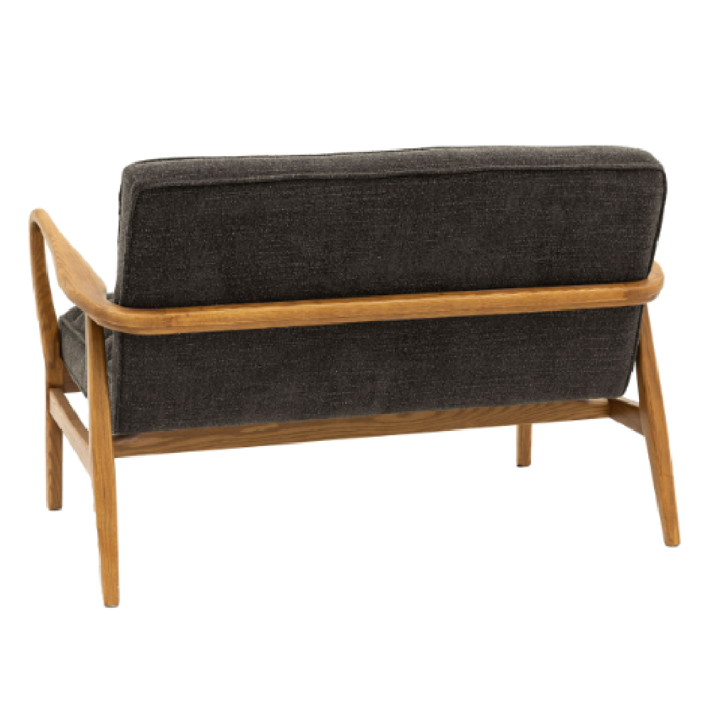 Dotson Fabric 2 Seater Sofa With Wooden Frame In Charcoal