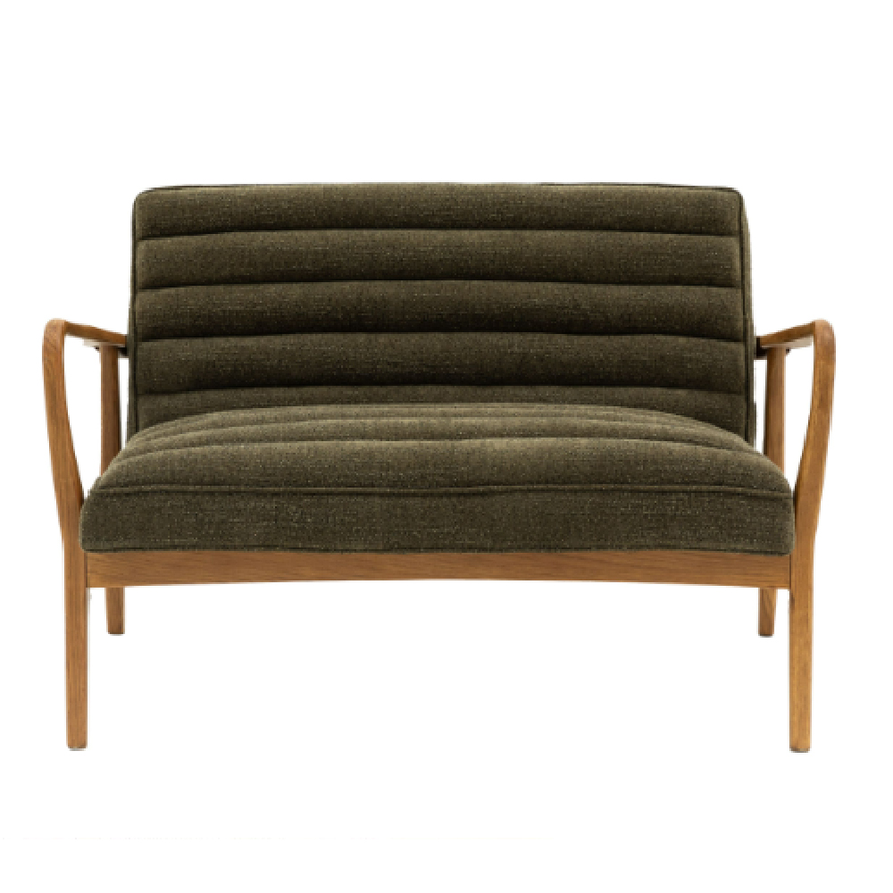 Dotson Fabric 2 Seater Sofa With Wooden Frame In Green