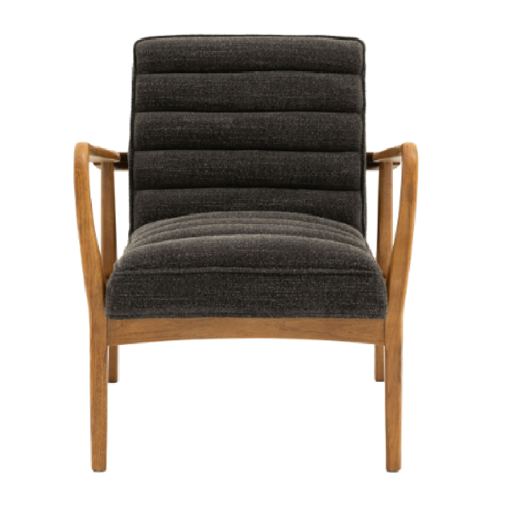 Dotson Fabric Armchair With Wooden Frame In Charcoal