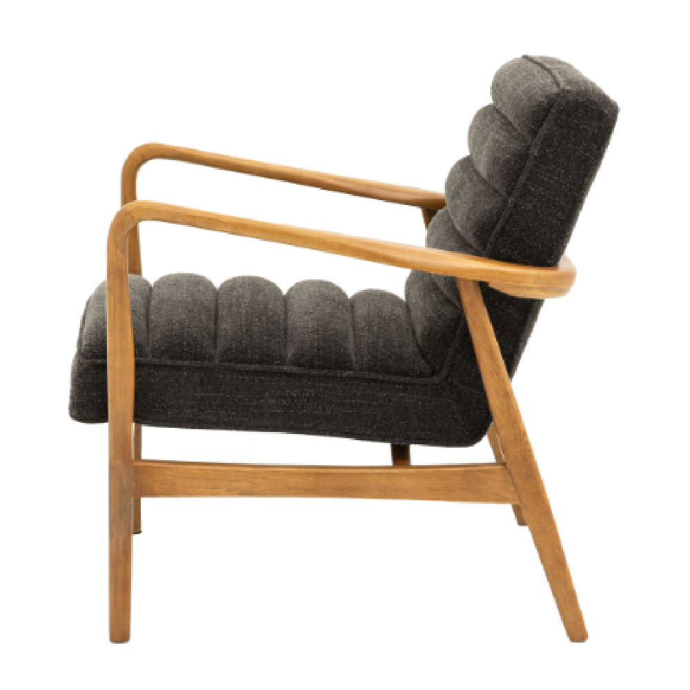 Dotson Fabric Armchair With Wooden Frame In Charcoal