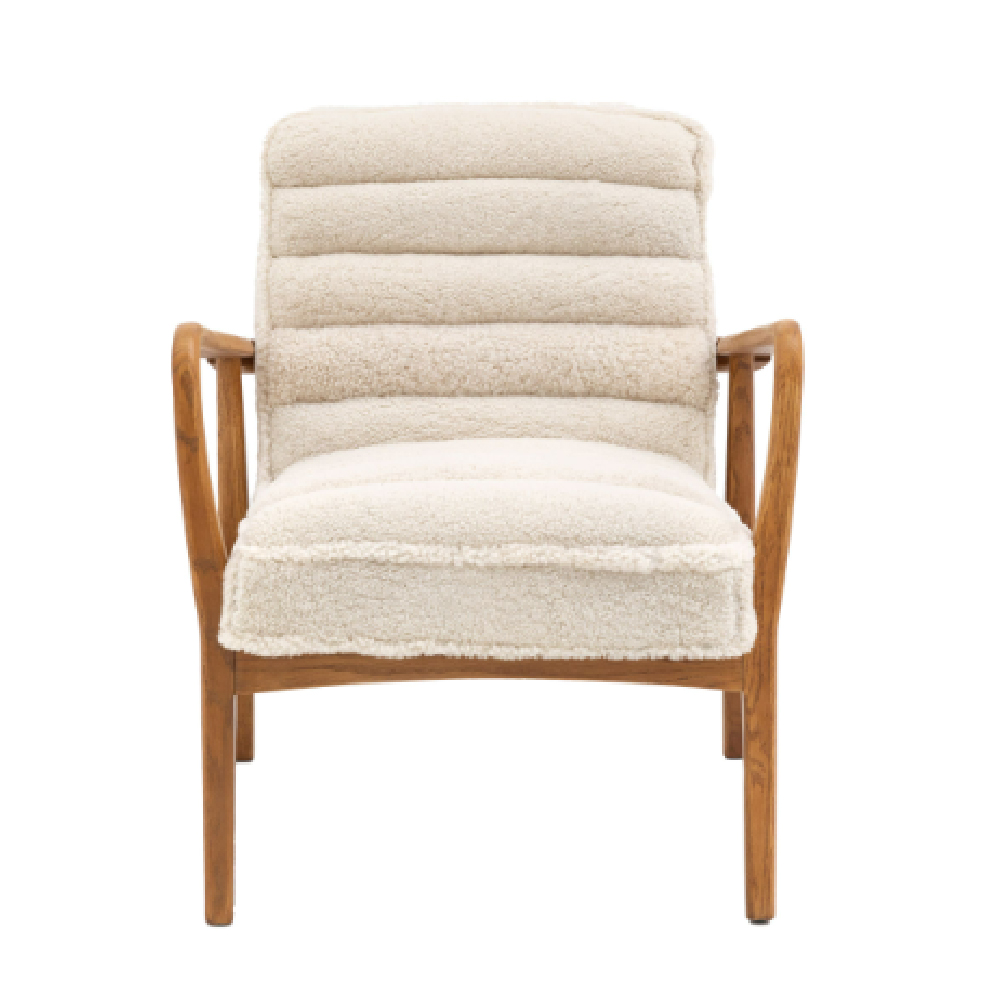 Dotson Fabric Armchair With Wooden Frame In Cream