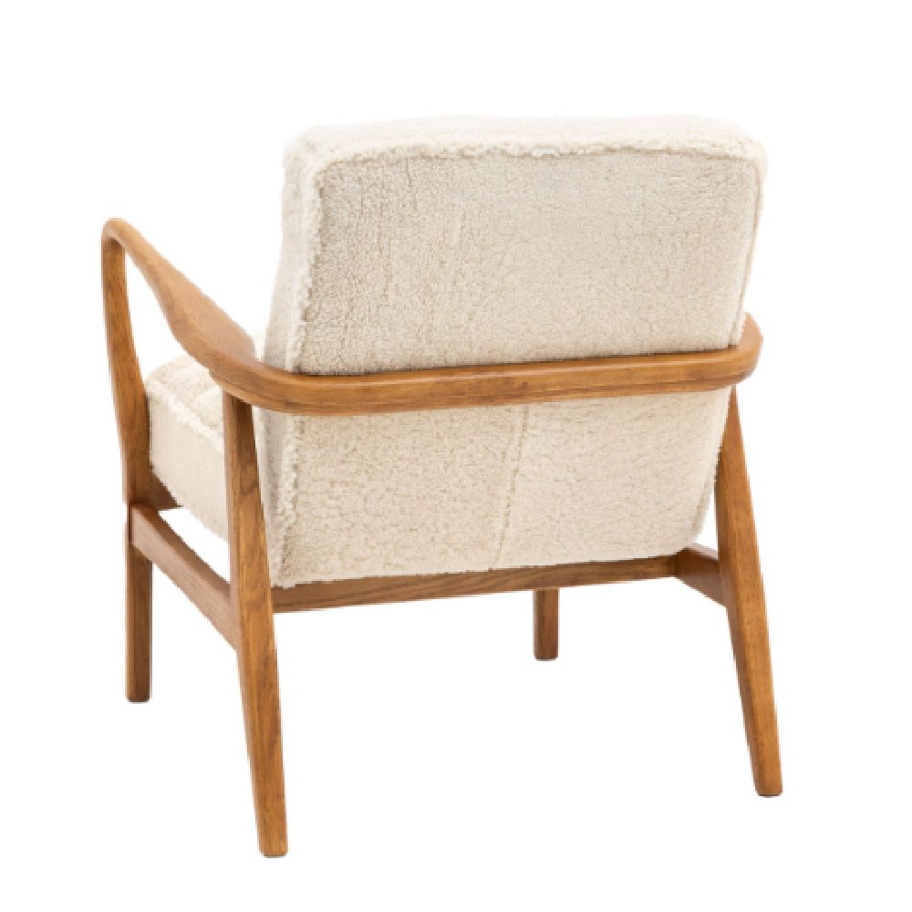 Dotson Fabric Armchair With Wooden Frame In Cream