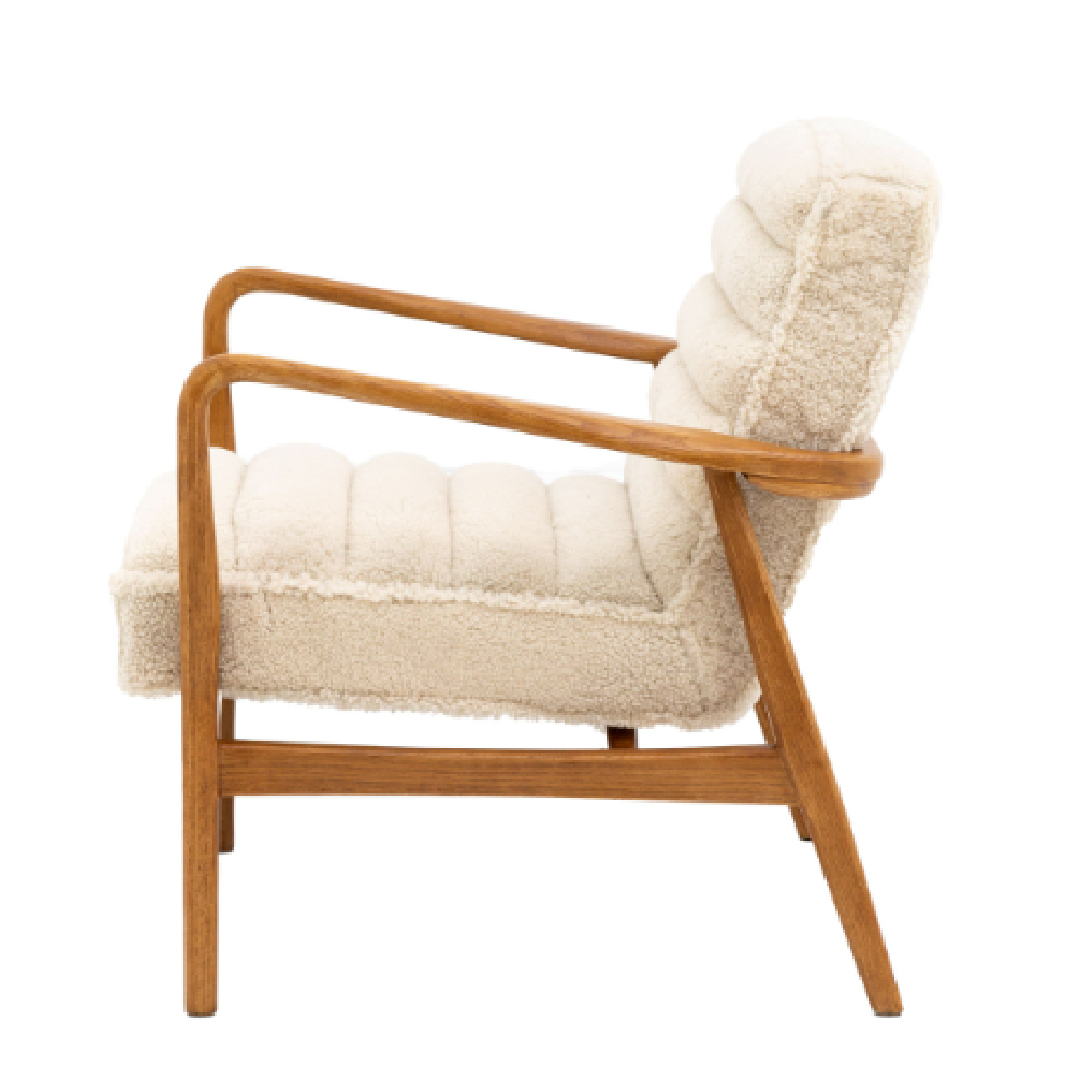 Dotson Fabric Armchair With Wooden Frame In Cream