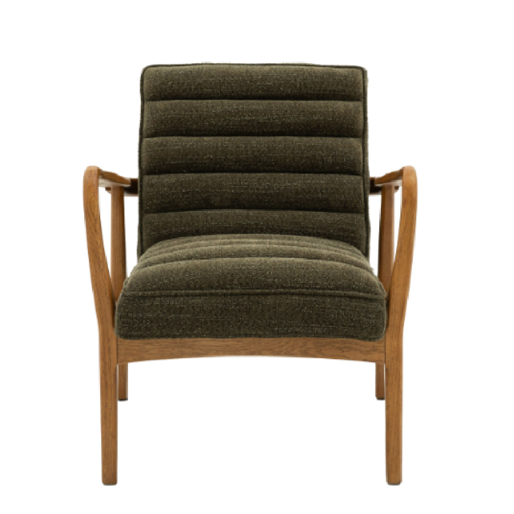Dotson Fabric Armchair With Wooden Frame In Green