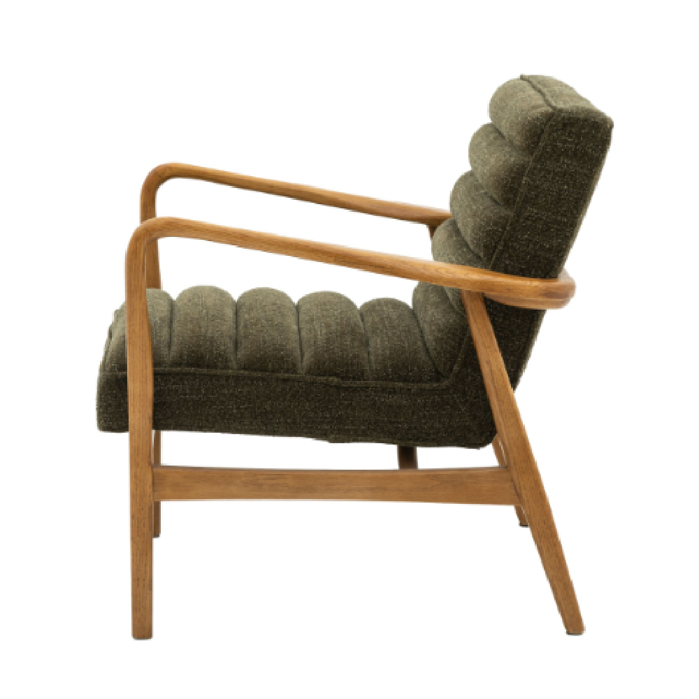 Dotson Fabric Armchair With Wooden Frame In Green
