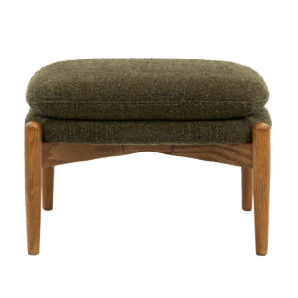 Dotson Fabric Footstool With Wooden Frame In Green