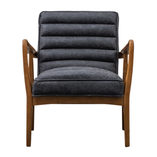 Dotson Leather Armchair With Oak Frame In Antique Ebony