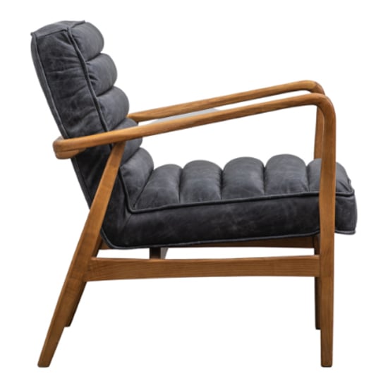 Dotson Leather Armchair With Oak Frame In Antique Ebony