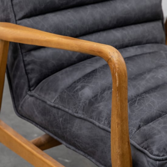 Dotson Leather Armchair With Oak Frame In Antique Ebony