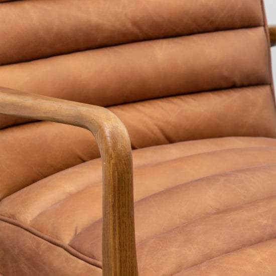 Dotson Leather Armchair With Oak Frame In Vintage Brown