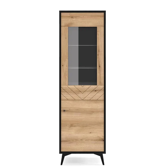 Douala Wooden Display Cabinet Tall In Evoke Oak