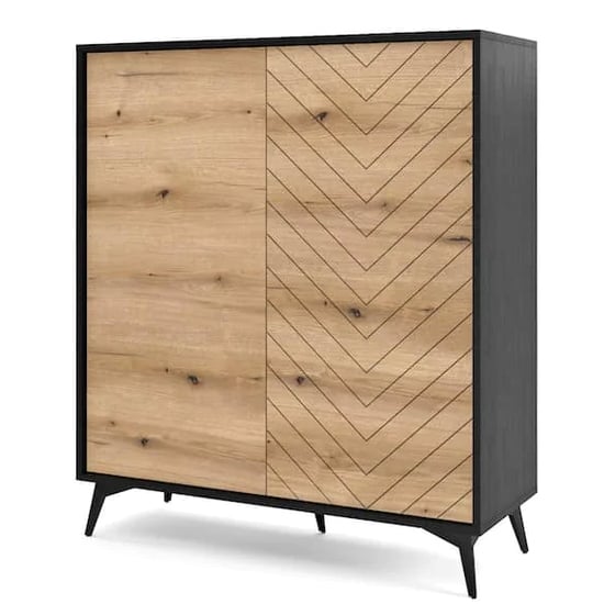 Read more about Douala wooden highboard with 2 doors in evoke oak