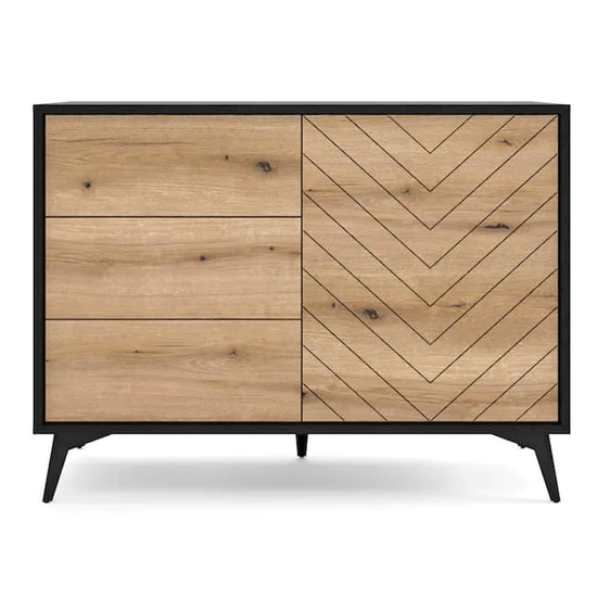 Douala Wooden Sideboard With 2 Doors 3 Drawers In Evoke Oak