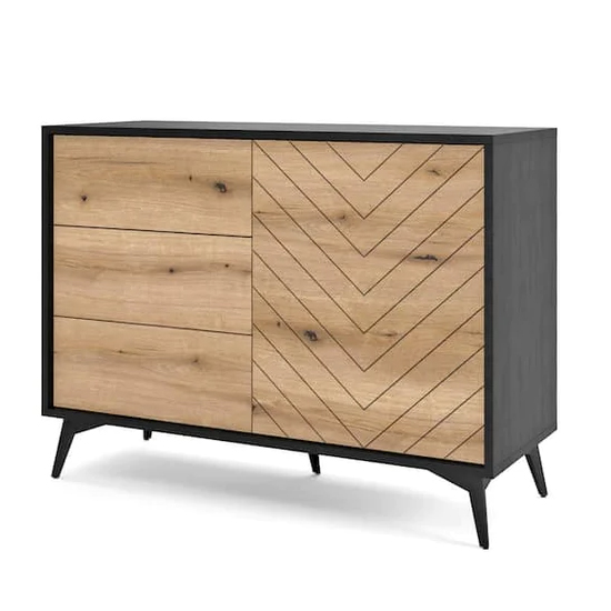 Read more about Douala wooden sideboard with 2 doors 3 drawers in evoke oak