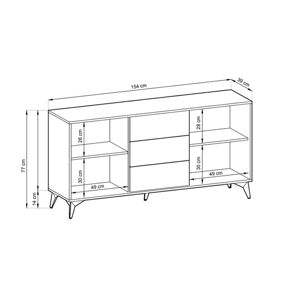 Douala Wooden Sideboard Large 2 Doors 3 Drawers In Evoke Oak