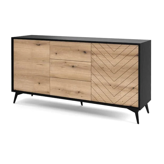 Read more about Douala wooden sideboard large 2 doors 3 drawers in evoke oak