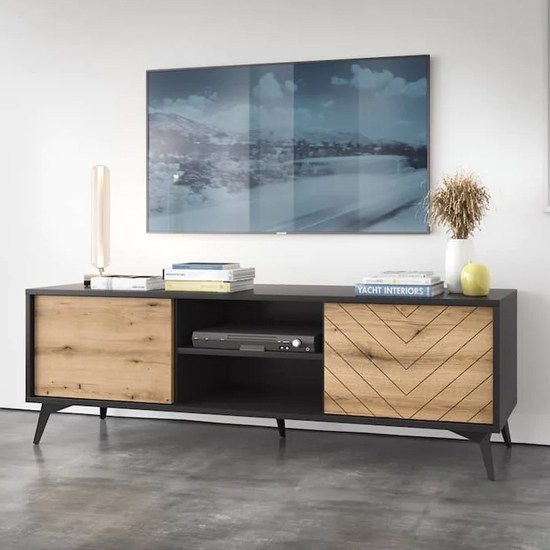 Read more about Douala wooden tv stand with 2 doors in evoke oak