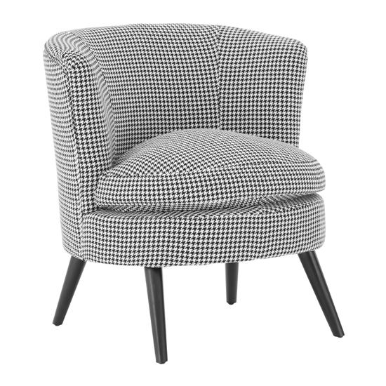 Dovat Round Fabric Bedroom Chair In Black And White FiF
