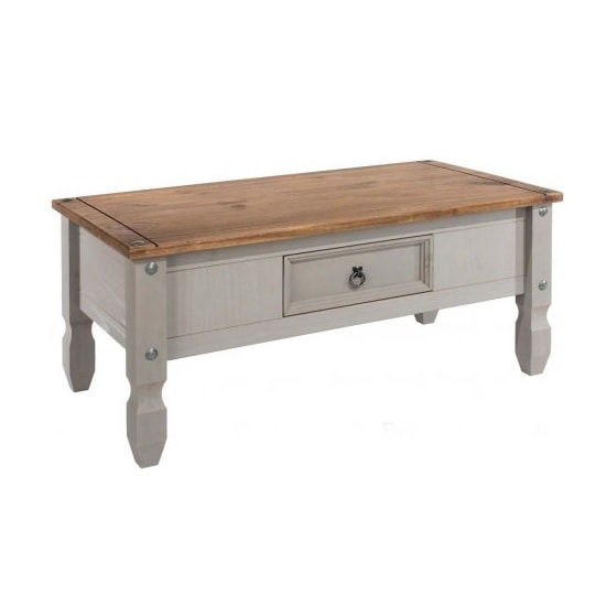 Dove Wooden Coffee Table In Grey With 1 Drawer 33693