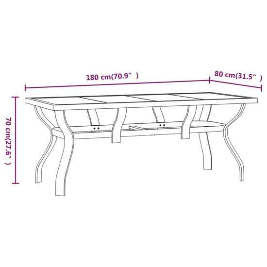 Dove Glass Top Garden Dining Table Large In Grey