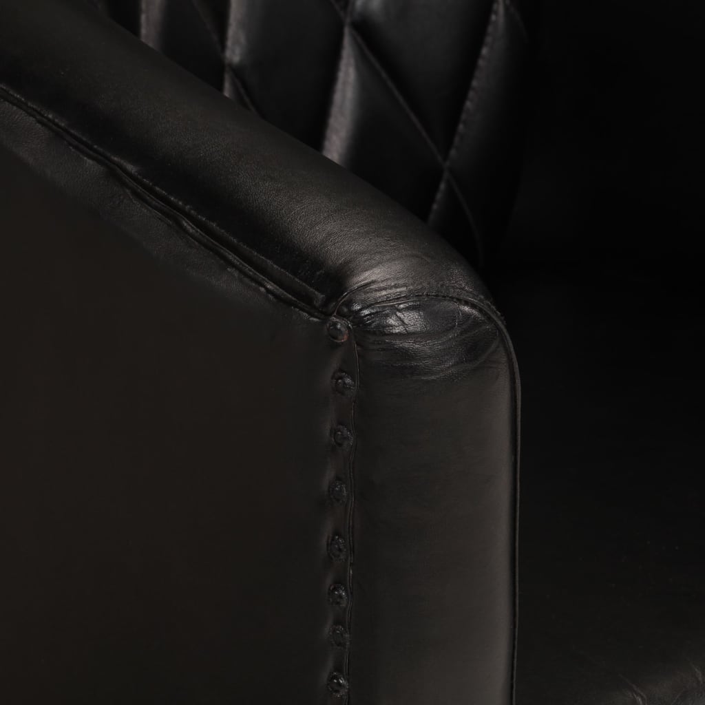 Dove Real Leather Tub Chair In Black With Wooden Legs