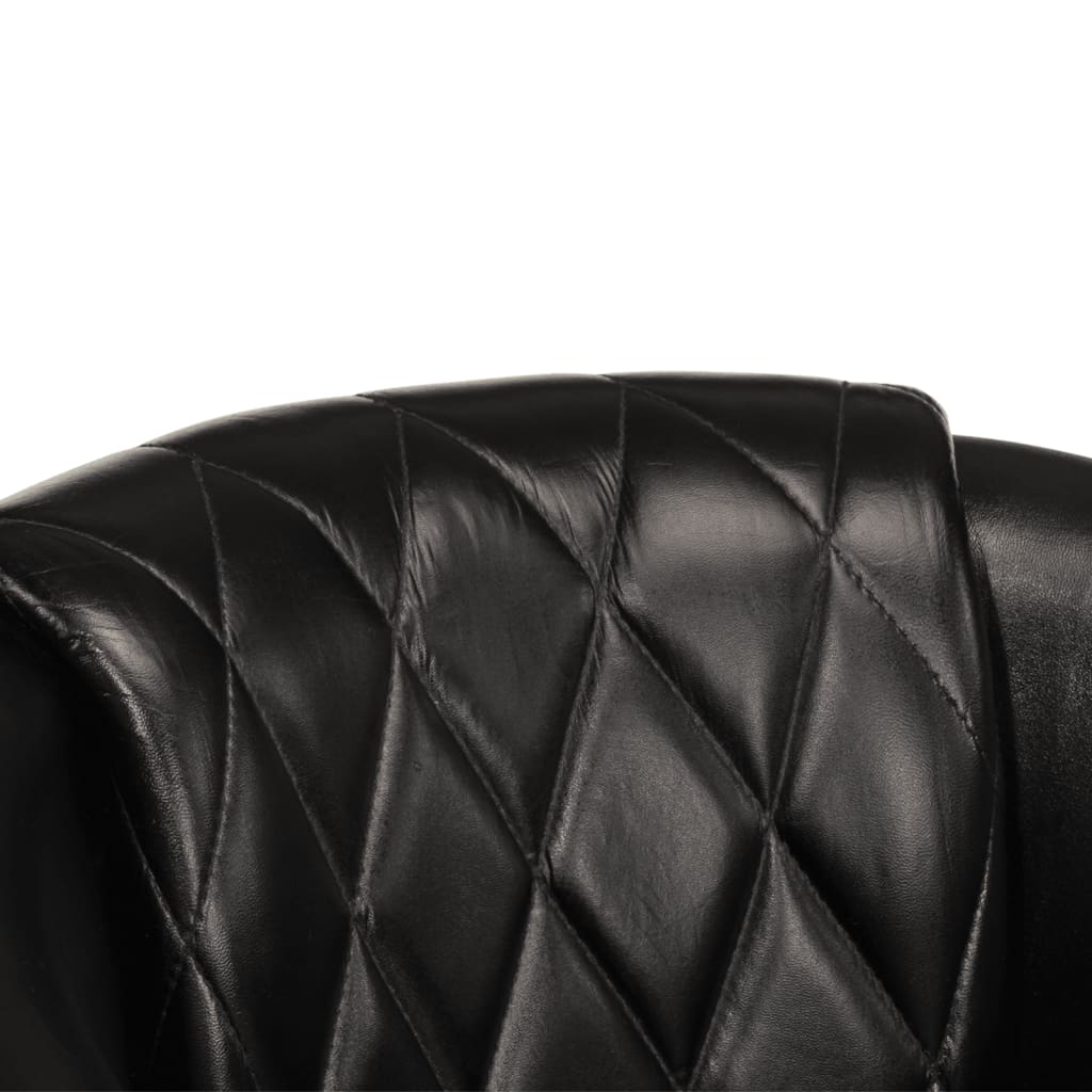 Dove Real Leather Tub Chair In Black With Wooden Legs