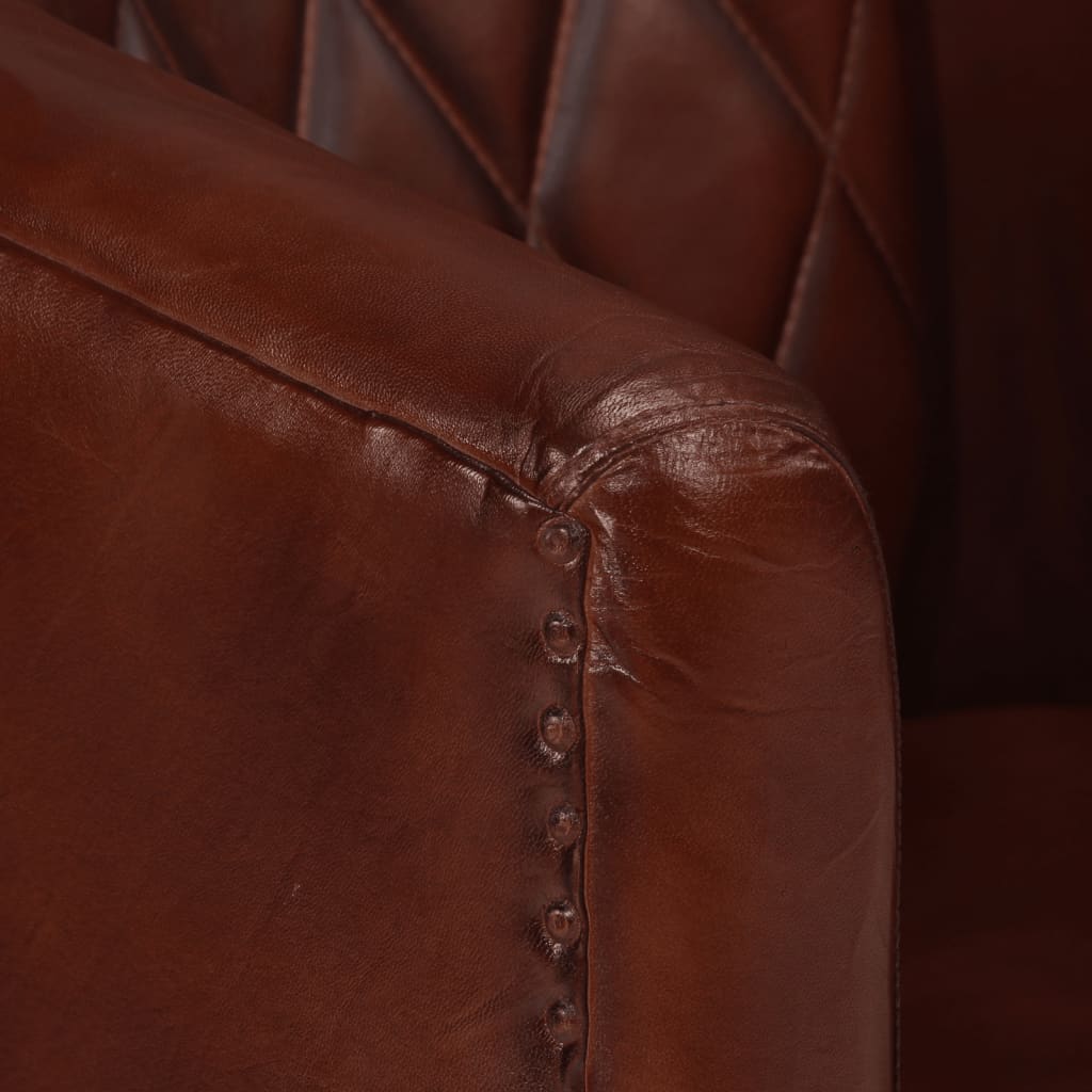 Dove Real Leather Tub Chair In Brown With Wooden Legs