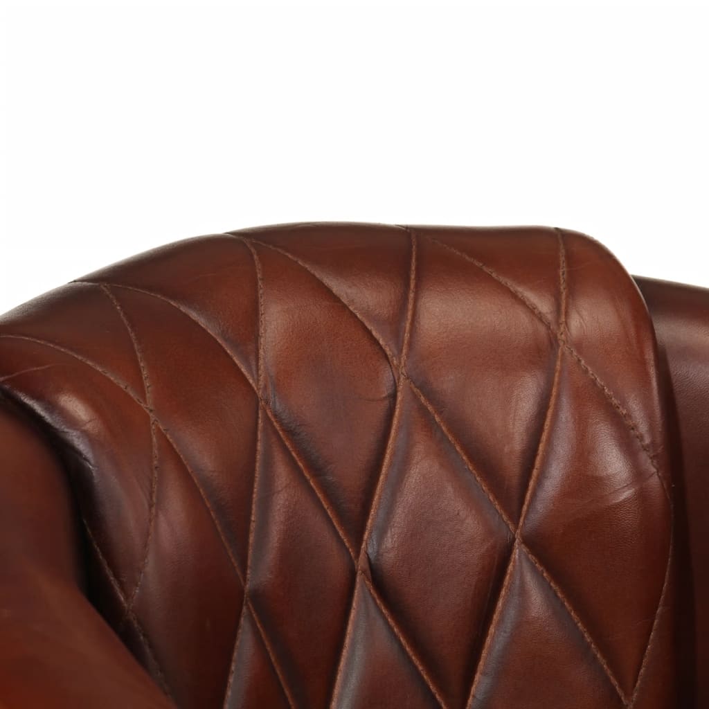Dove Real Leather Tub Chair In Brown With Wooden Legs