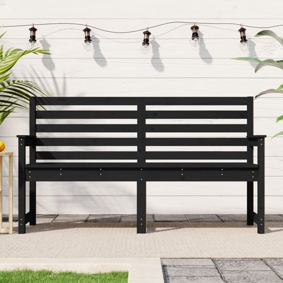 Read more about Dove solid wood pine garden seating bench large in black