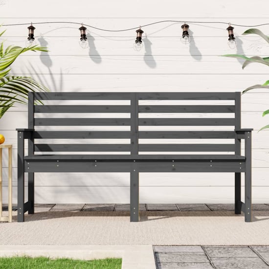 Read more about Dove solid wood pine garden seating bench large in grey