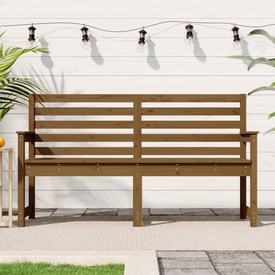 Read more about Dove solid wood pine garden seating bench large in honey brown