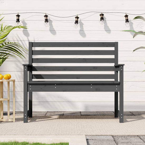Read more about Dove solid wood pine garden seating bench small in grey