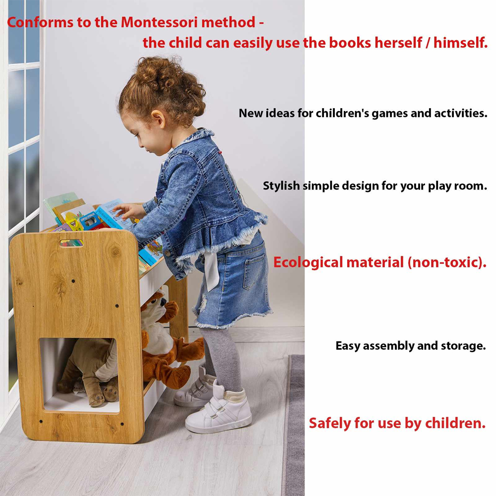 Dove Wooden Kids Bookshelf in White and Natural