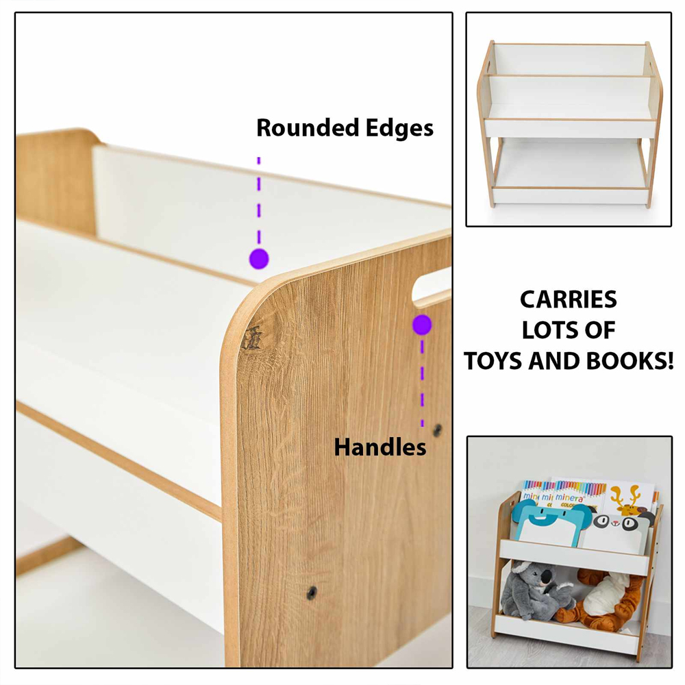 Dove Wooden Kids Bookshelf in White and Natural