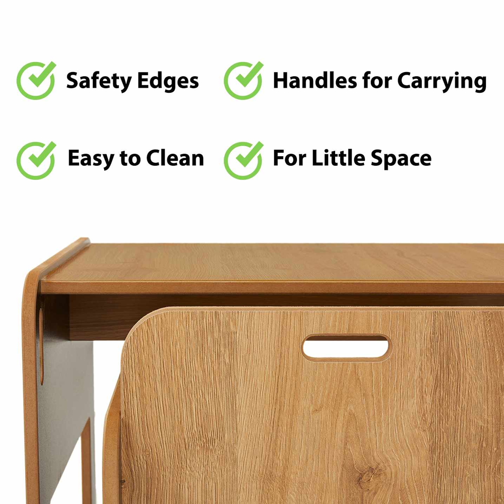 Dove Wooden Kids Table with 2 Chairs in Black and Natural